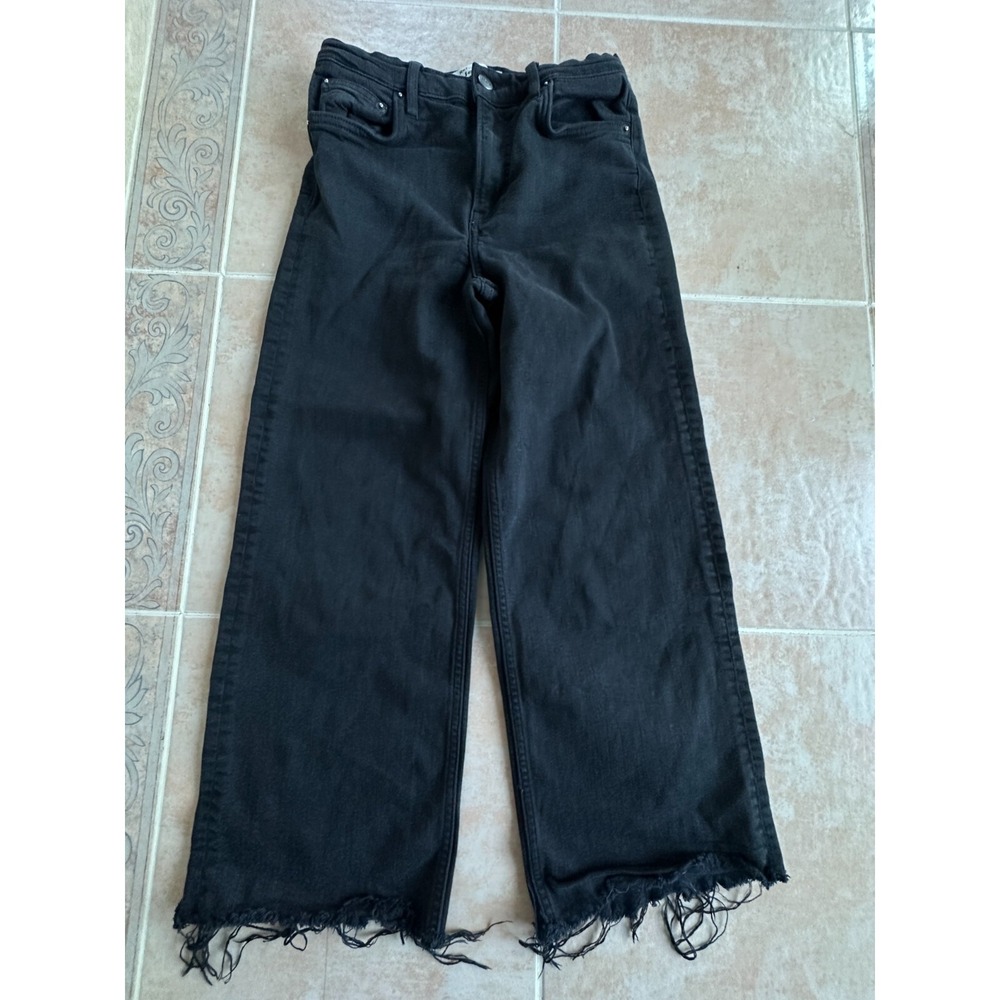 Reformation Stretch Flood Wide Leg Crop Jean in Black Size 25